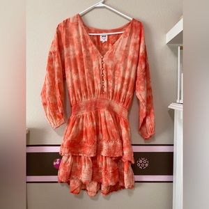 Aerie | Tie Dye Long Sleeve elastic Pop Over Mini Dress